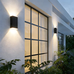 Black IP65 Solar Powered Up Down Outdoor Wall Light