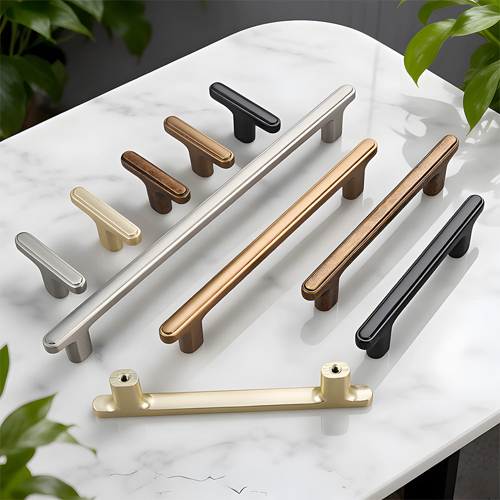 Modern Zinc Alloy T Bar Knobs & Grooved Bar Cabinet Pulls