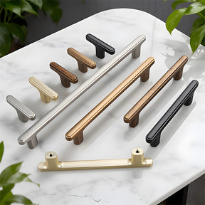 Modern Zinc Alloy T Bar Knobs & Grooved Bar Cabinet Pulls
