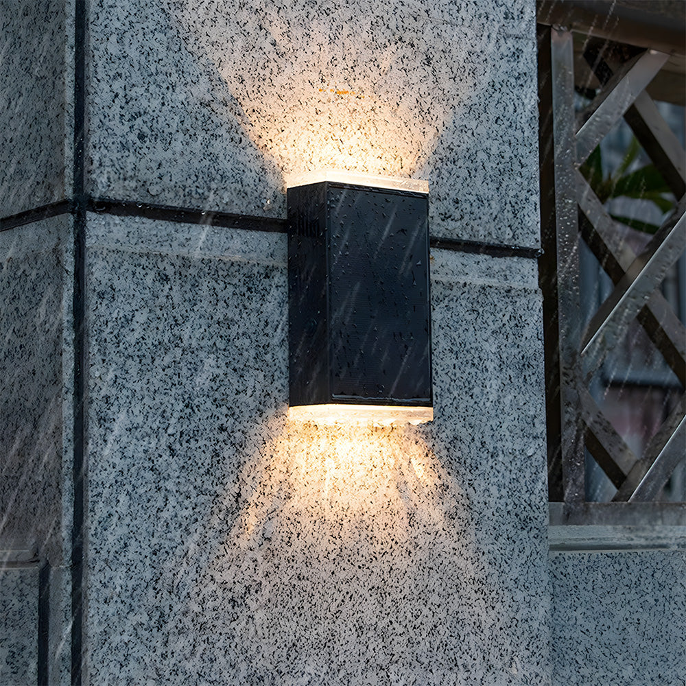 Black IP65 Solar Powered Up Down Outdoor Wall Light