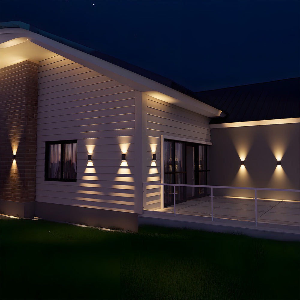 Black IP65 Solar Powered Up Down Outdoor Wall Light