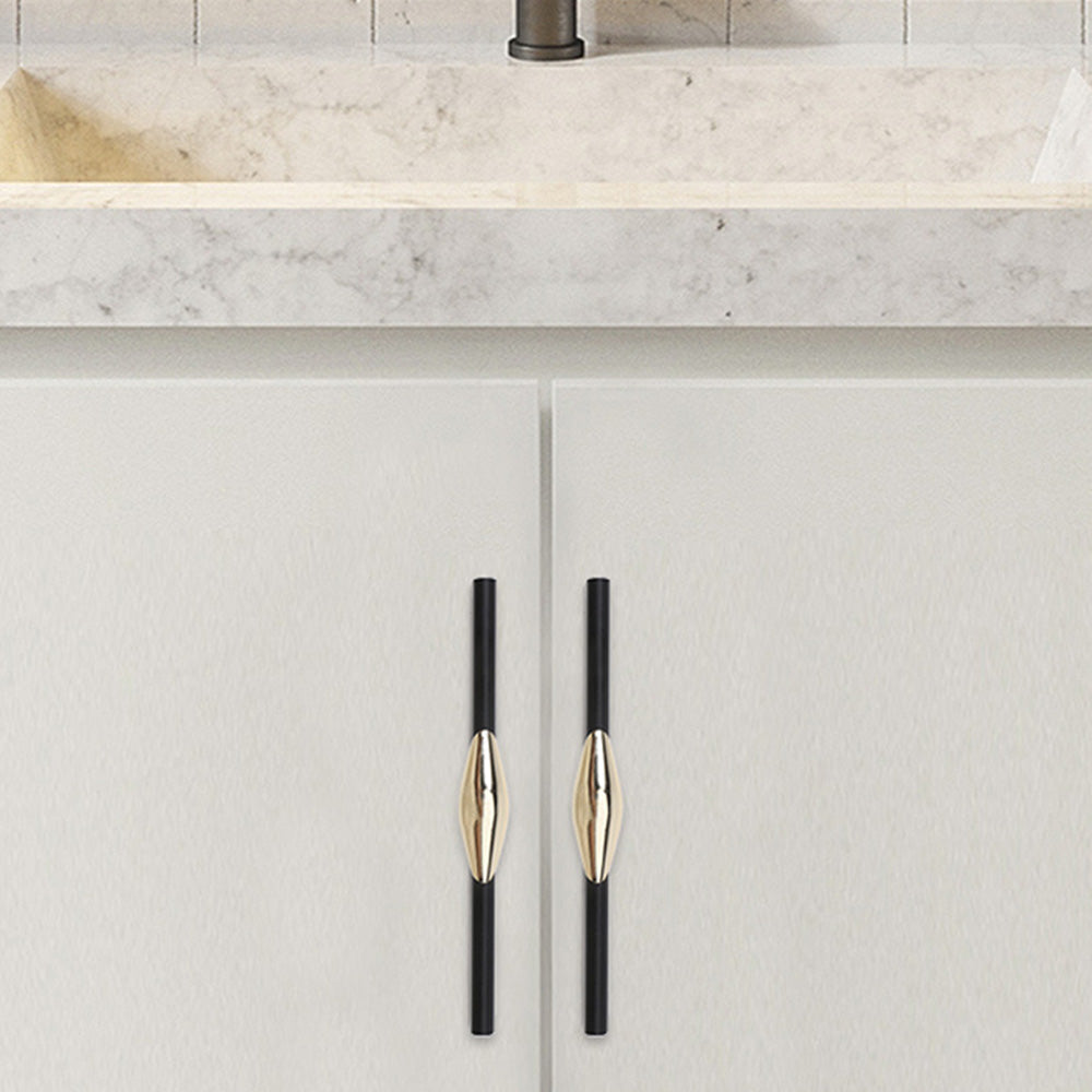 Aluminum Alloy Simple Black Gold Cabinet Handle