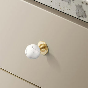 Vintage Walnut Wood Marble Cabinet Knob