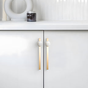 Natural Crystal Sphere Brass Cabinet Handles