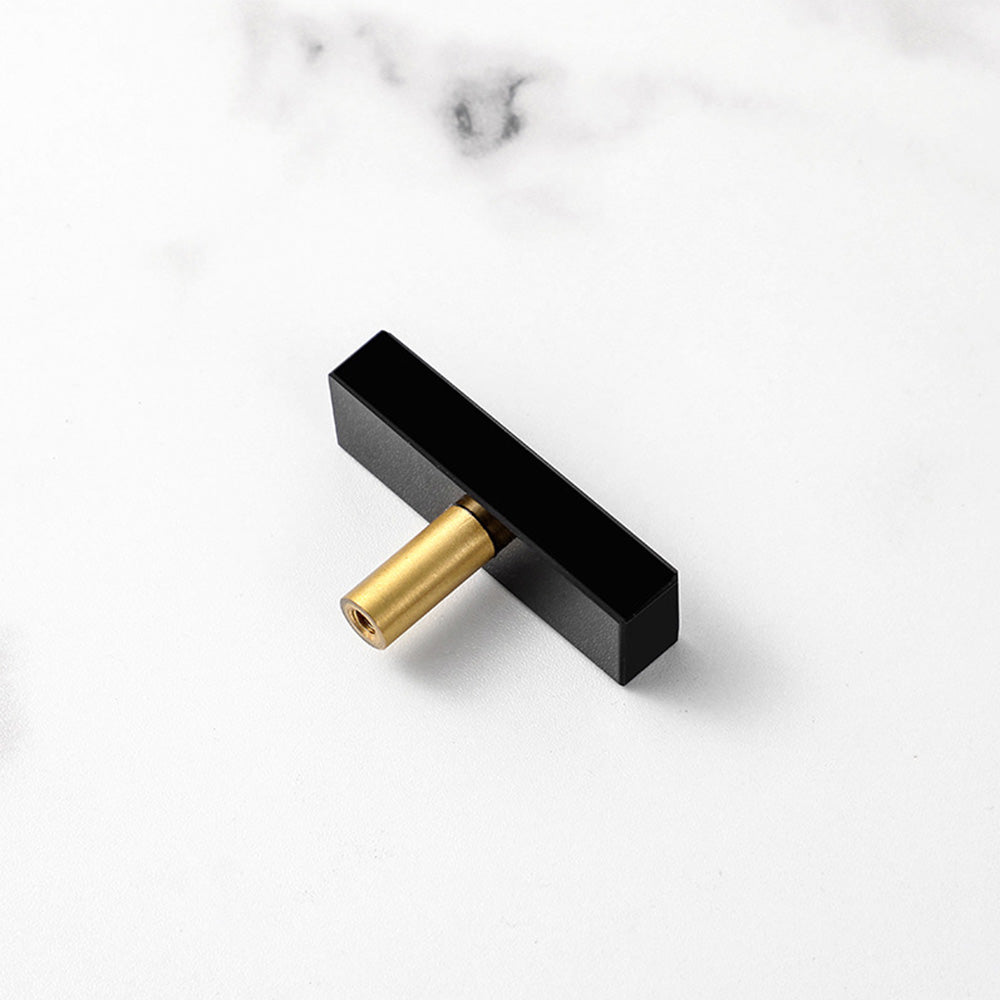 Light Luxury Marble Brass Square Cabinet Handles