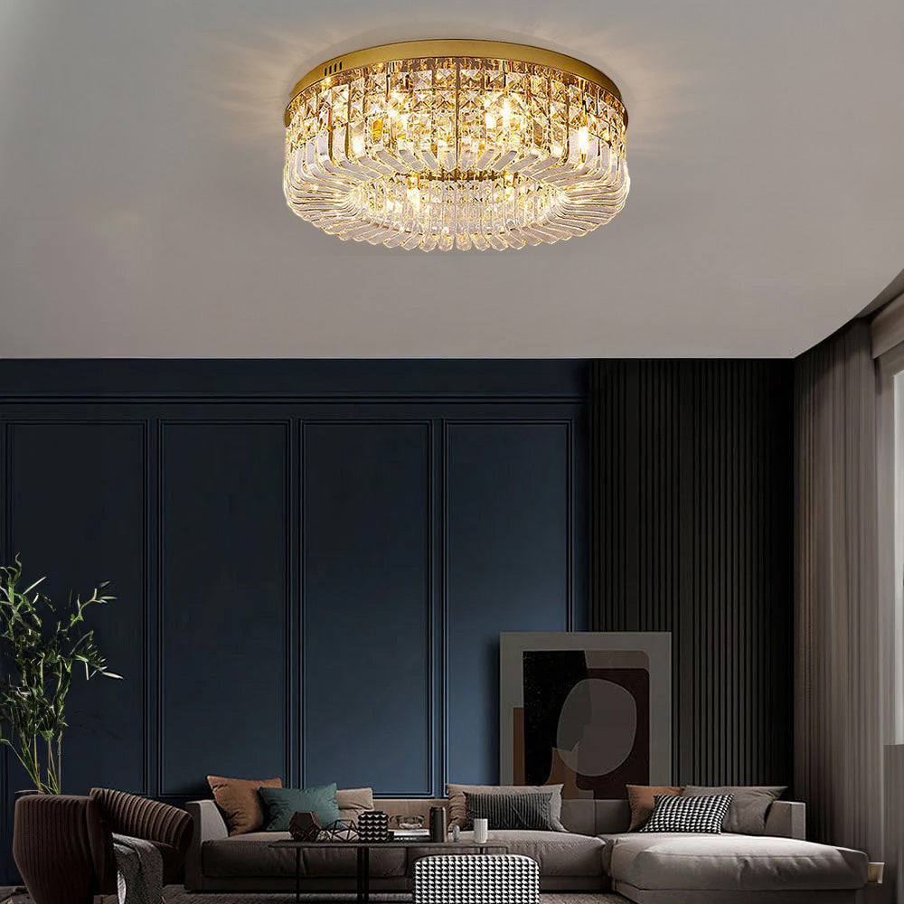 Modern Round Crystal Ceiling Light for Living Room Bedroom Hallway