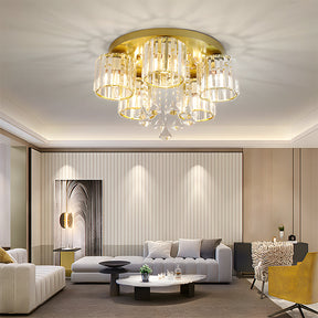Modern Multi Light Crystal Semi Flush Ceiling Light
