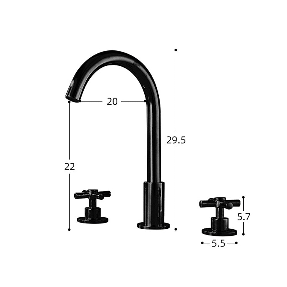 Modern 2-handle Brass Widespread Bathroom Tap_Black