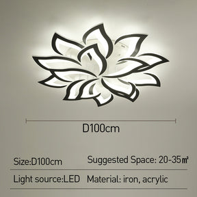 Contemporary Flower Shape Iron Living Room LED Ceiling Light