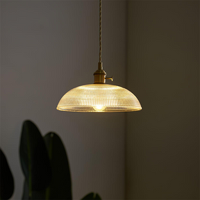 Vintage Glass Ribbed Pendant Light