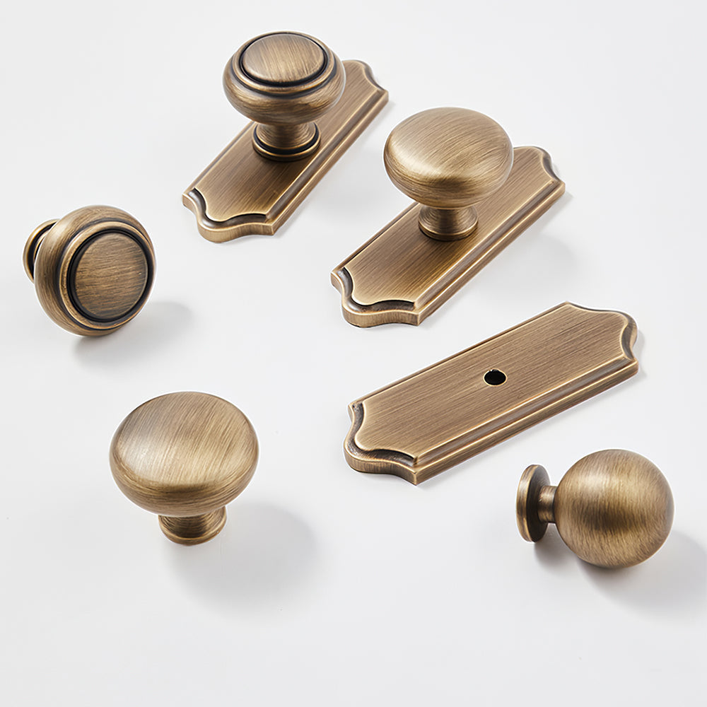 Vintage Bronze Solid Brass Knob with Backplate