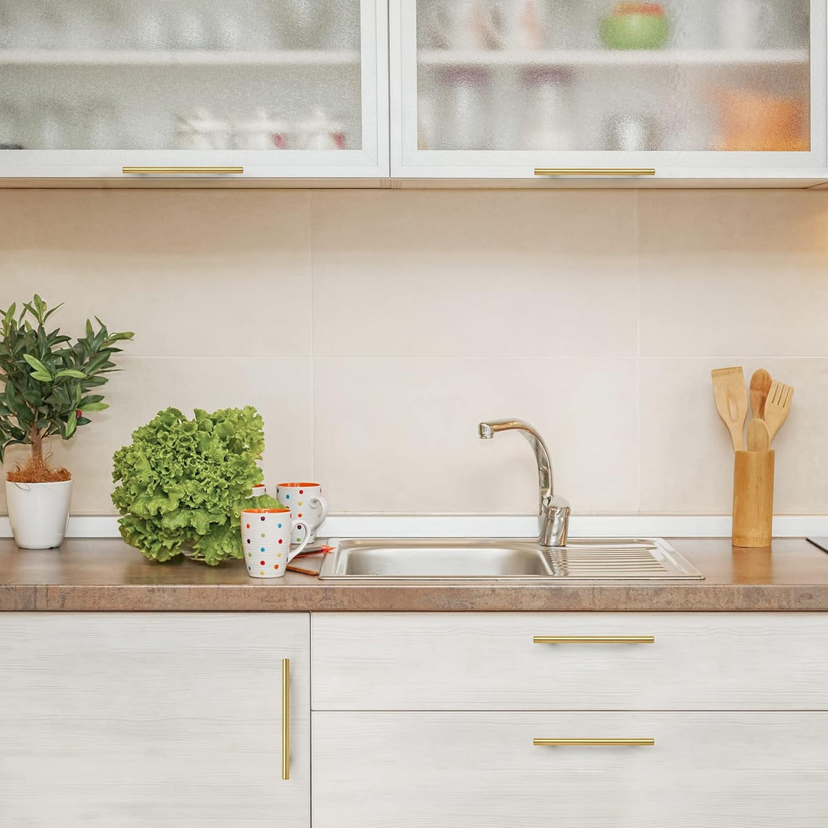 Brushed Brass Euro Style Cabinet Handles for Kitchen