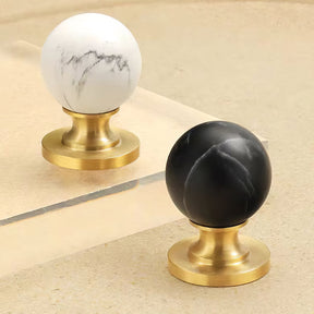 Vintage Walnut Wood Marble Cabinet Knob