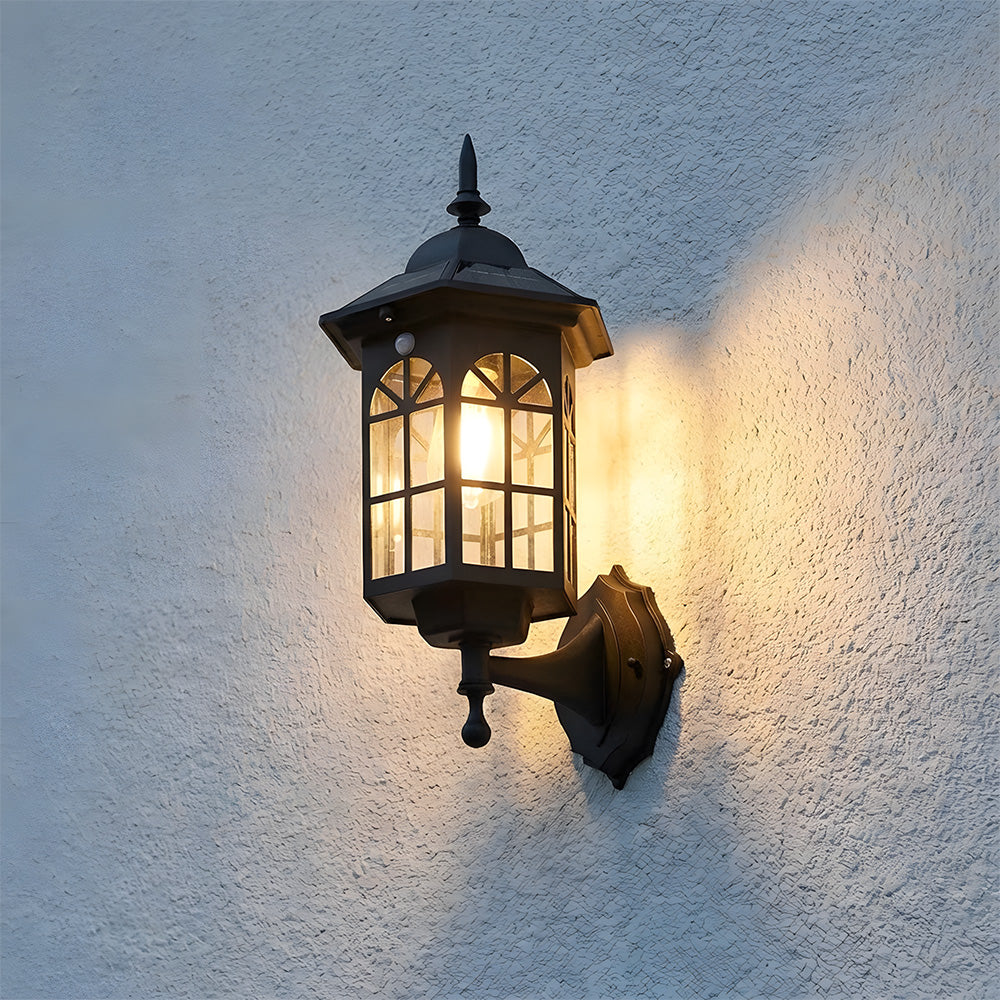 IP44 Vintage 3 Mode Sensor Solar Wall Lamp for Patio Garden Decor