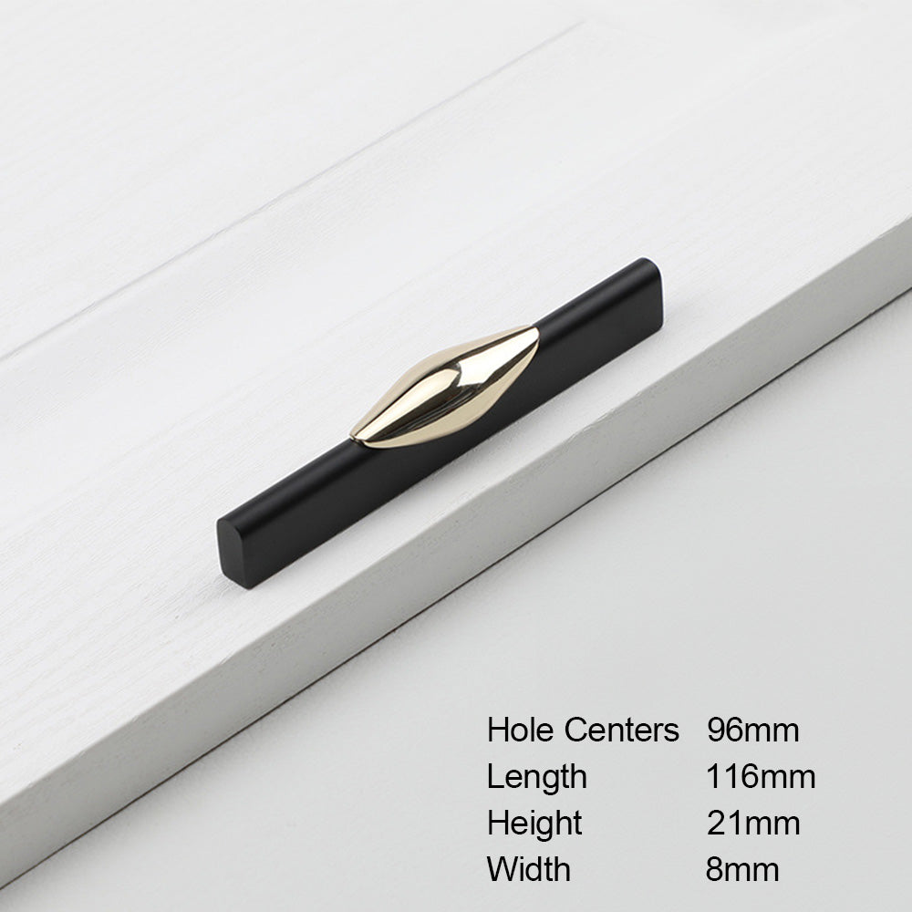 Aluminum Alloy Simple Black Gold Cabinet Handle