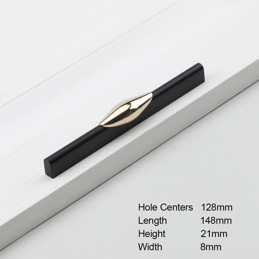 Aluminum Alloy Simple Black Gold Cabinet Handle