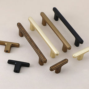Modern Zinc Alloy T Bar Knobs & Grooved Bar Cabinet Pulls
