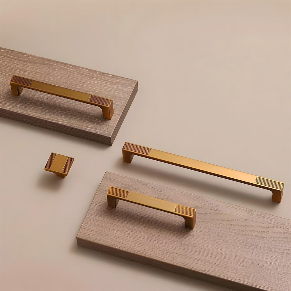 Square Textured Gold & Black Drawer Handles