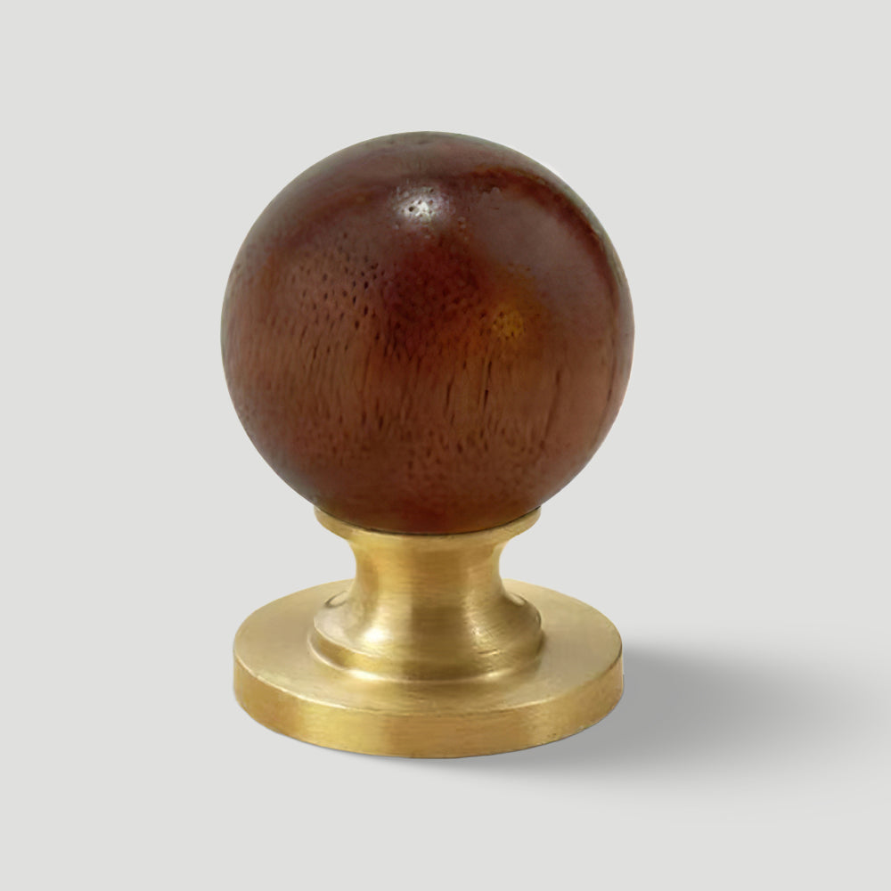 Vintage Walnut Wood Marble Cabinet Knob