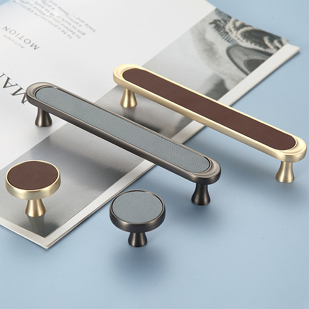 Modern Deco Leather Drawer Handles