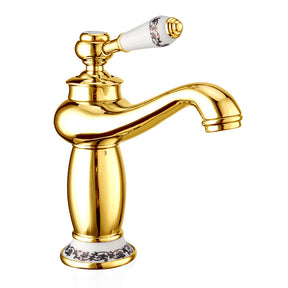 Traditional  Solid Brass Single Hole Basin Tap_ Gold