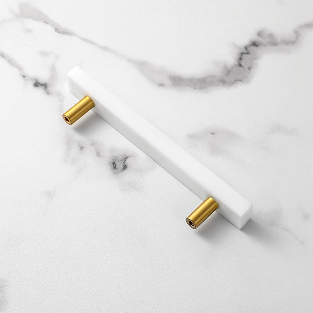 Light Luxury Marble Brass Square Cabinet Handles
