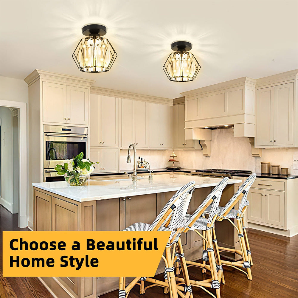 Geometric Bedroom Crystal Glass Ceiling Lights