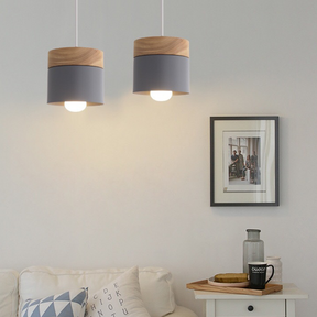 Nordic Wood Cylindrical Suspension Lamp