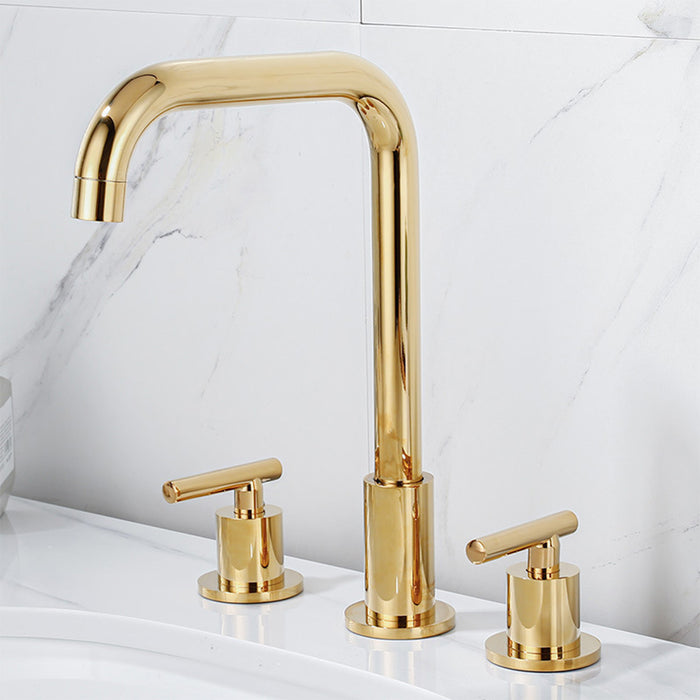 Dual Lever Brass Bathroom Tap_Gold
