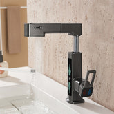 360° Rotation Liftable Bathroom Tap with LED Digital Display_Gunmetal Gray