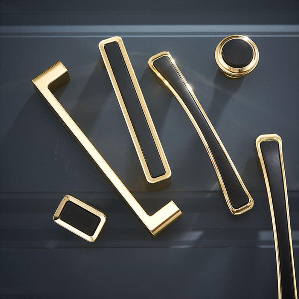 Luxury Zinc Alloy Black Gold Cabinet Handles