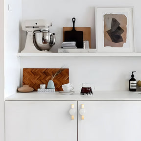 Natural Crystal Sphere Brass Cabinet Handles