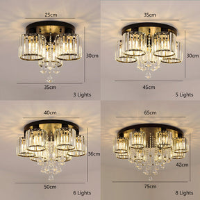 Modern Multi Light Crystal Semi Flush Ceiling Light