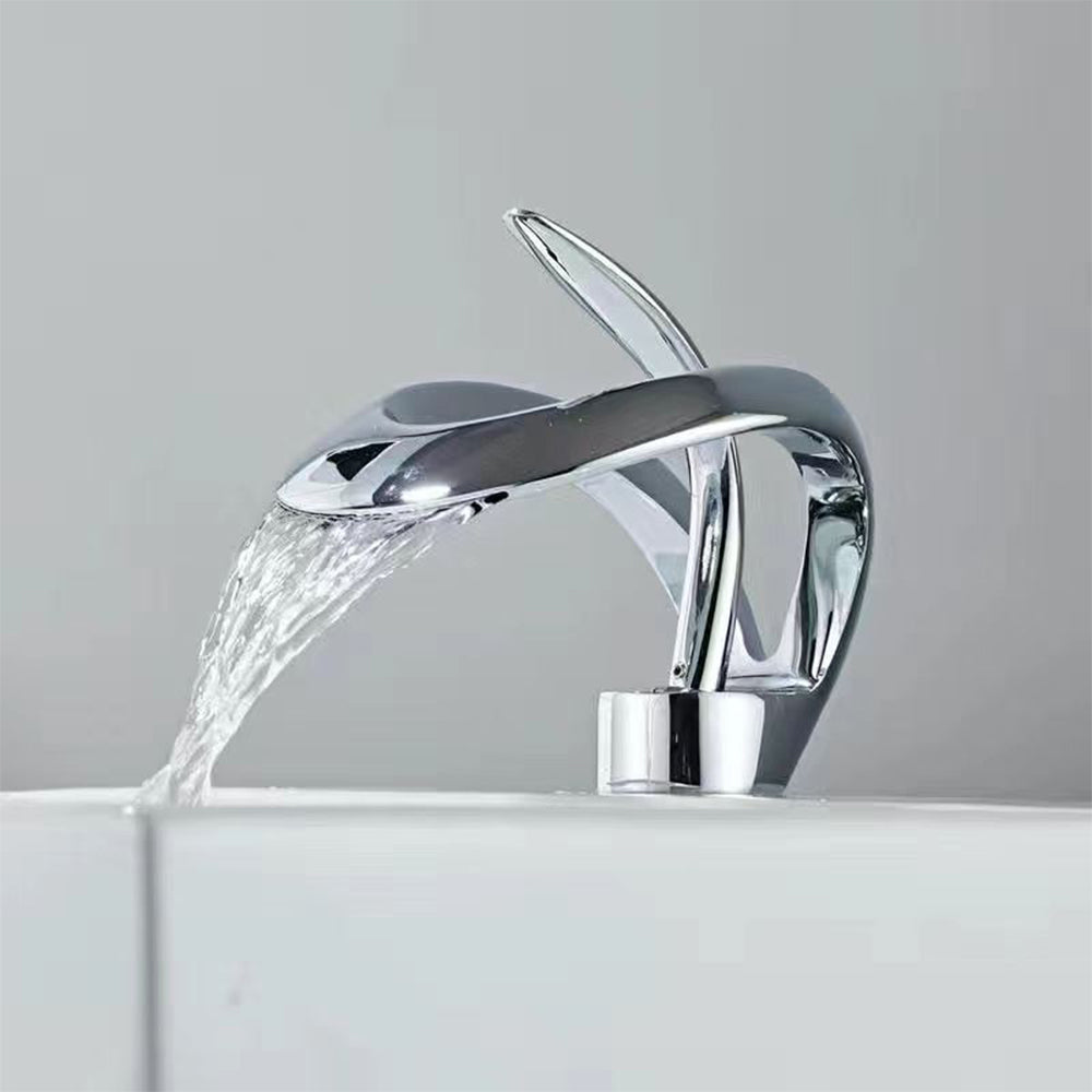 Elegant Single Handle Solid Brass Waterfall Taps_Sliver