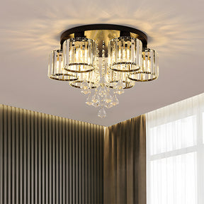 Modern Multi Light Crystal Semi Flush Ceiling Light