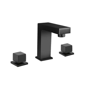 Modern 3 Holes Hot and Cold Bathroom Basin Taps_Black