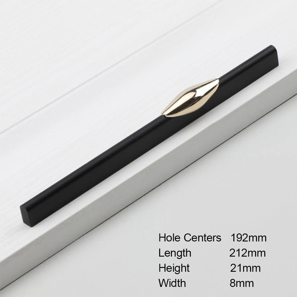 Aluminum Alloy Simple Black Gold Cabinet Handle