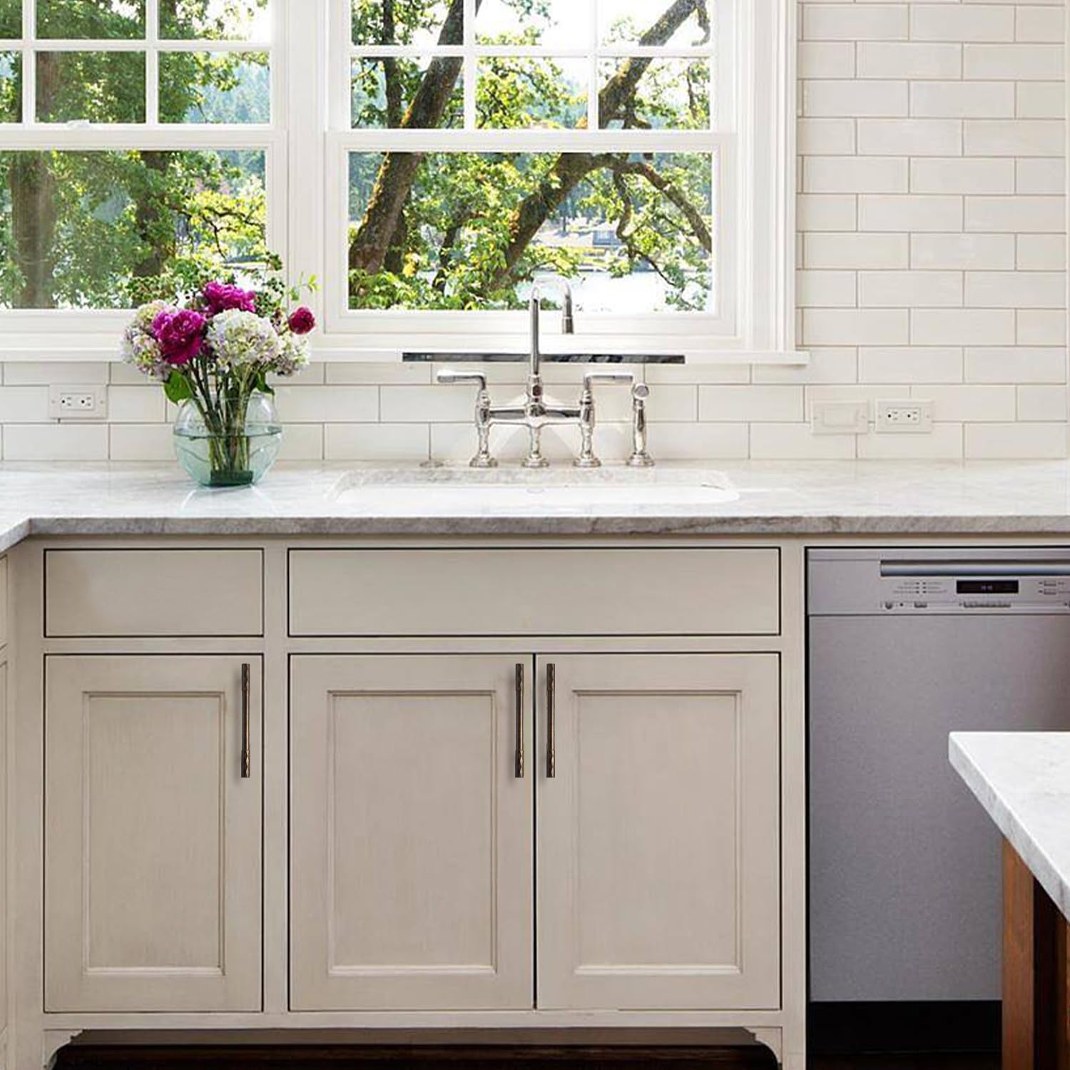 Retro Art Deco Solid Brass Cabinet Handles