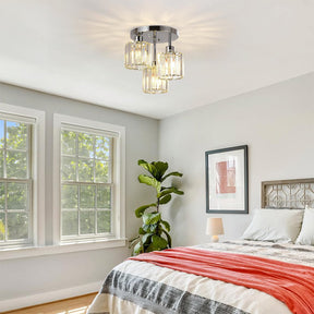Modern Crystal Semi Flush Rounded Bedroom Ceiling Lights