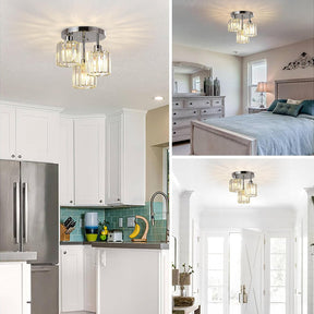 Modern Crystal Semi Flush Rounded Bedroom Ceiling Lights