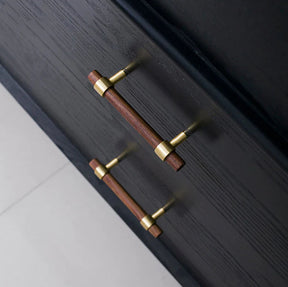 Wooden Cabinet Handles With Brass Base