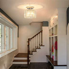 Crystal Round Semi Flush Mount Ceiling Lights for Living Room