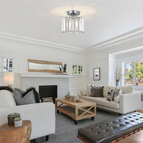 Crystal Round Semi Flush Mount Ceiling Lights for Living Room