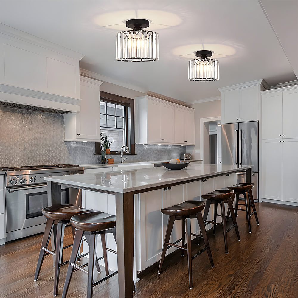 Crystal Round Semi Flush Mount Ceiling Lights for Living Room
