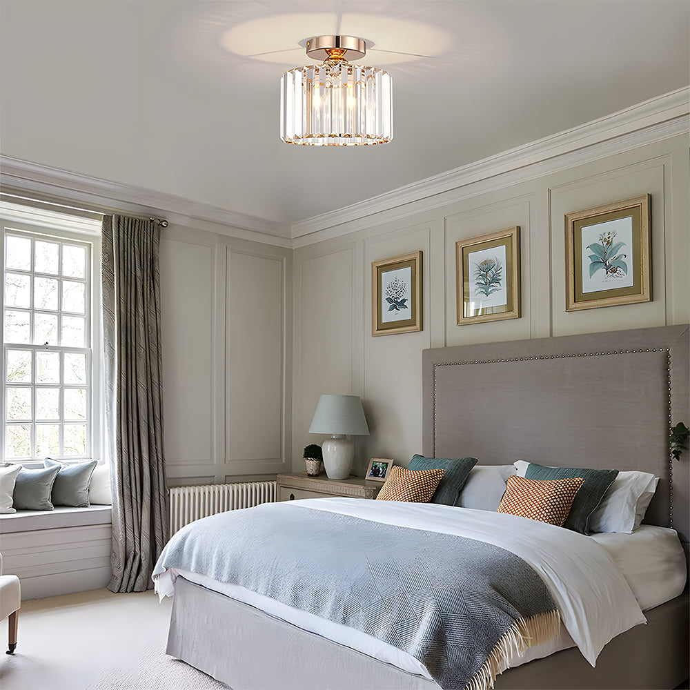 Crystal Round Semi Flush Mount Ceiling Lights for Living Room