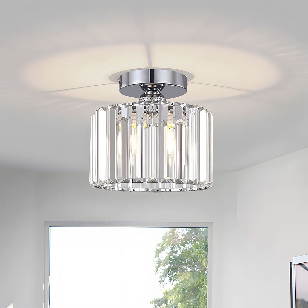 Crystal Round Semi Flush Mount Ceiling Lights for Living Room