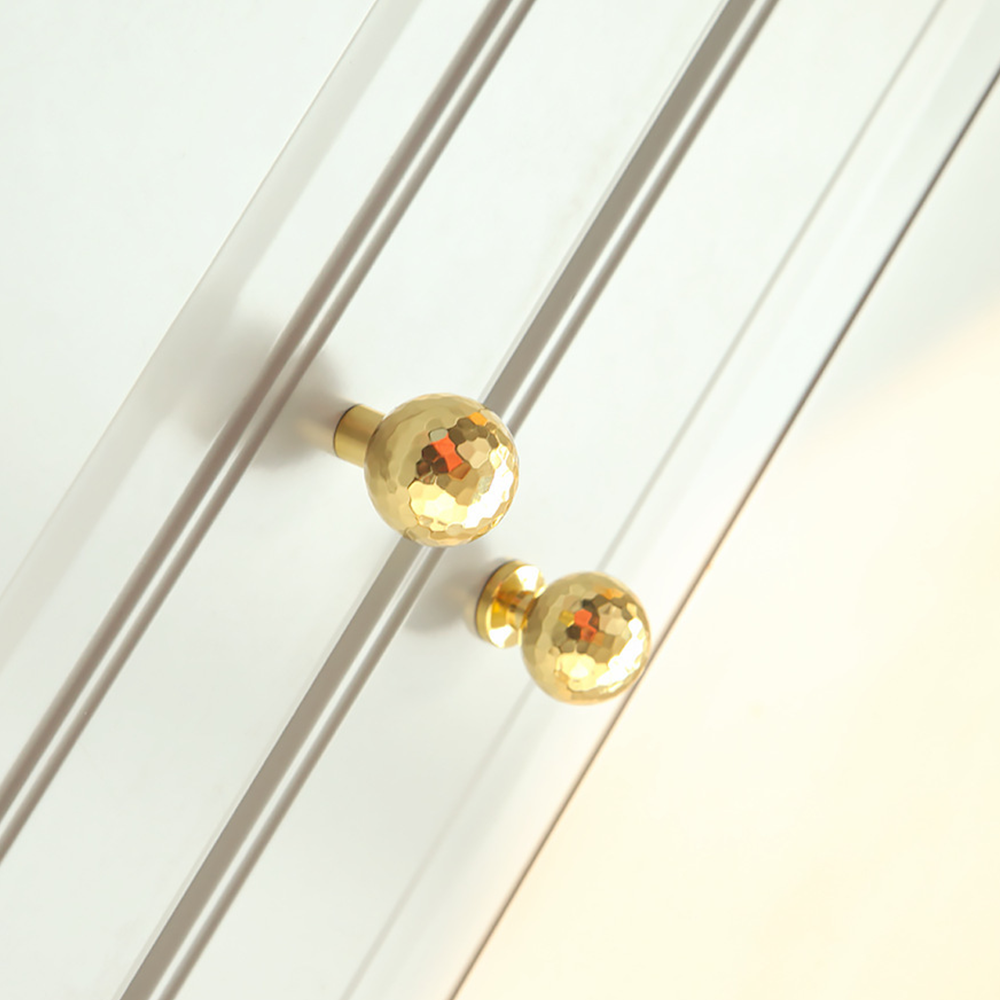 Modern Gold Brass Hammer Pattern Cabinet Knobs