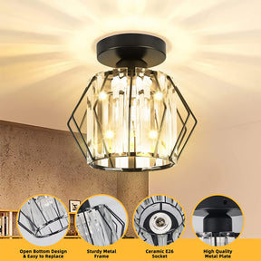 Geometric Bedroom Crystal Glass Ceiling Lights