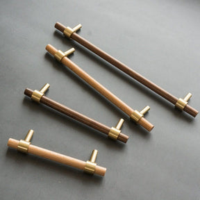 Wooden Cabinet Handles With Brass Base