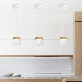 Nordic Wood Cylindrical Suspension Lamp